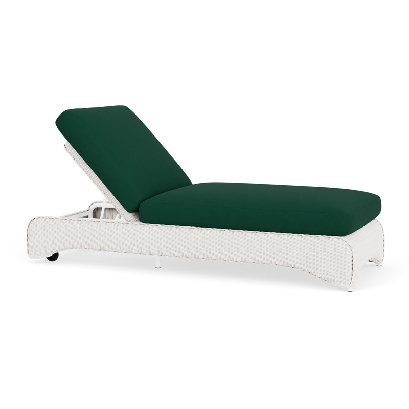Loom Outdoor Chaise Lounge, White, Beach Navy