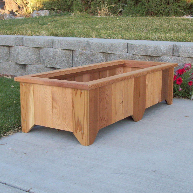 Cainsville Handmade Wood Planter Box, Cedar Stain, 13" H x 50" W x 20" D