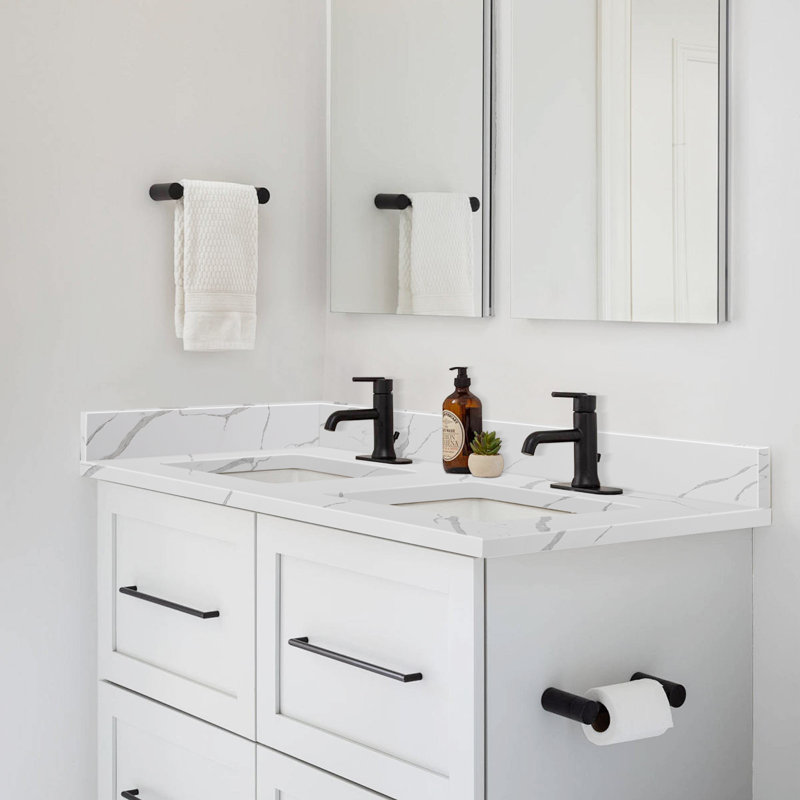 Dessus de meuble-lavabo en pierre de quartz blanc 21 pouces