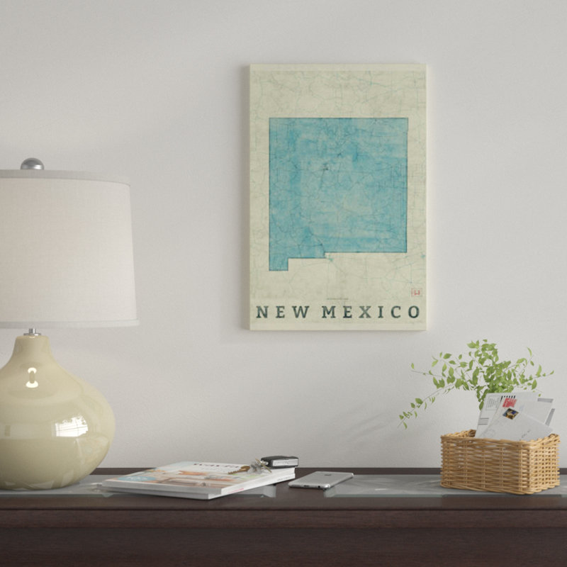«New Mexico Map», impression sur toile, H 26 po x l 18 po x P 1,5 po, Toile tendue, Pas de tapis