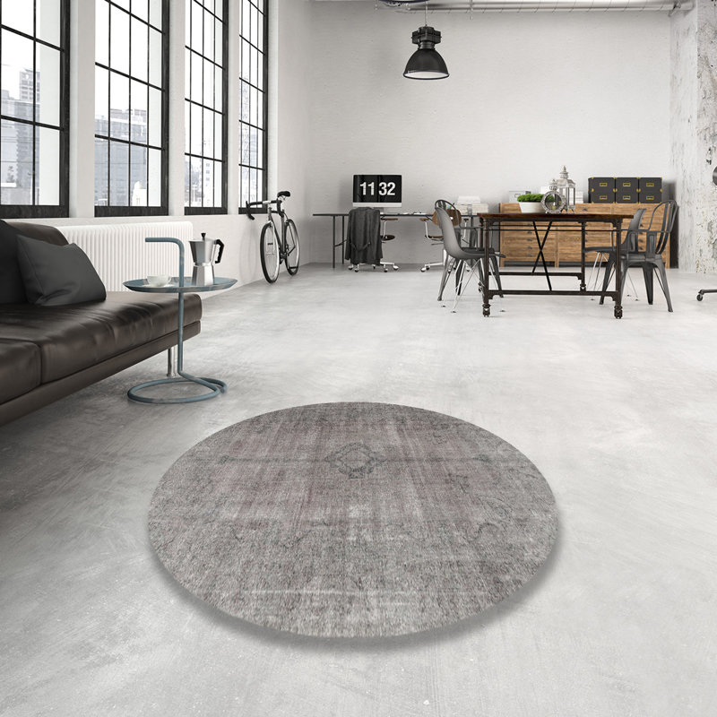 Tapis gris/brun traditionnel, Rond 6 pi