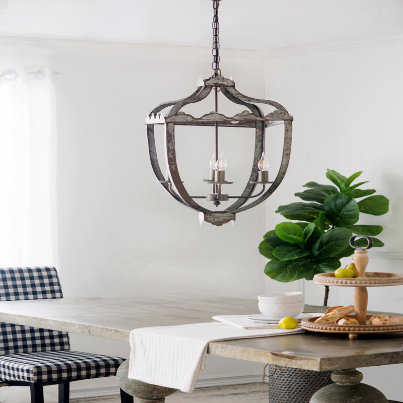 Lustre à 4 lumières en métal, luminaire suspendu avec chaîne réglable