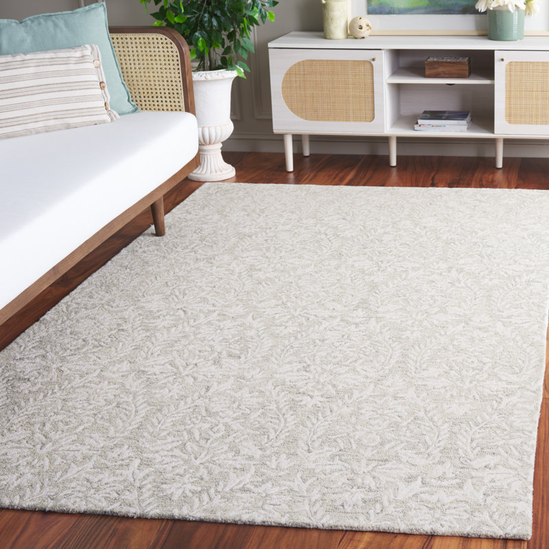Tapis floral en laine touffeté à la main Ebony, Rectangle 6 pi x 9 pi