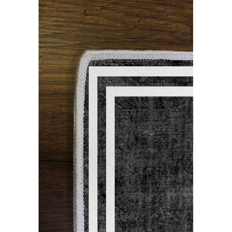Premium Black Area Rug (5.9 x 9.2 ft), 100% Polyester, 650 g/m² | 4 mm Pile Height, Antibacterial, Eco-Friendly, Non-Slip PVC Dot Backing | Machine Washable, Digital Print Design | Ideal for Living Room & Bedroom Decor