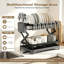 Foldable 2-Tier Over Sink Dish Drainer Rack, Height Adjustable Kitchen Dish Drying Rack with Drip Tray, Cutting Board Holder, Utensil Caddy & 3-Way Drain Spout, Black