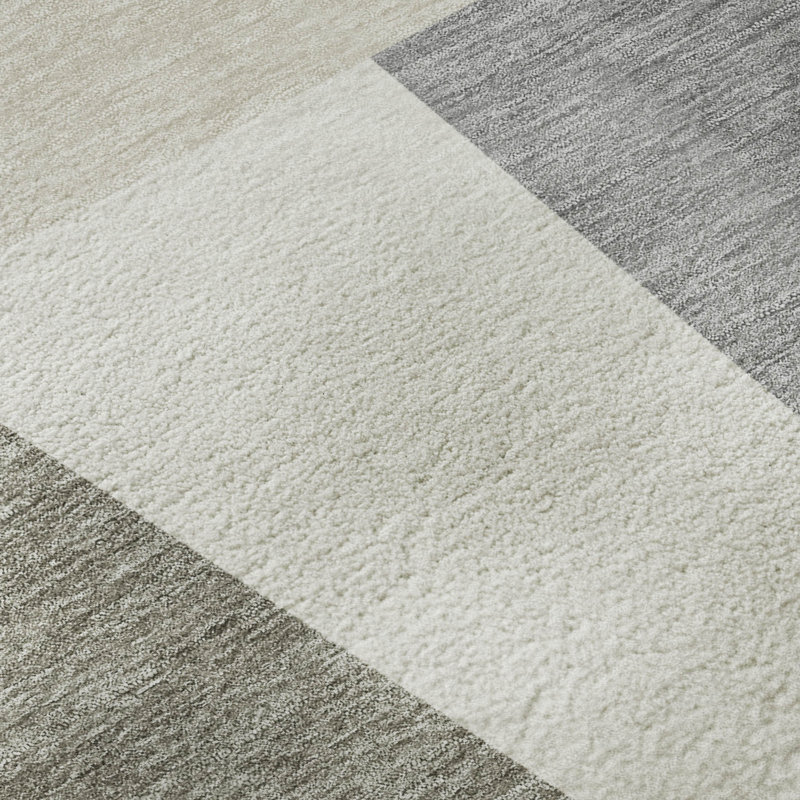 Tapis géométrique de qualité supérieure lavable à la machine Mayfield AMF2446, Taupe, 10 pi x 14 pi
