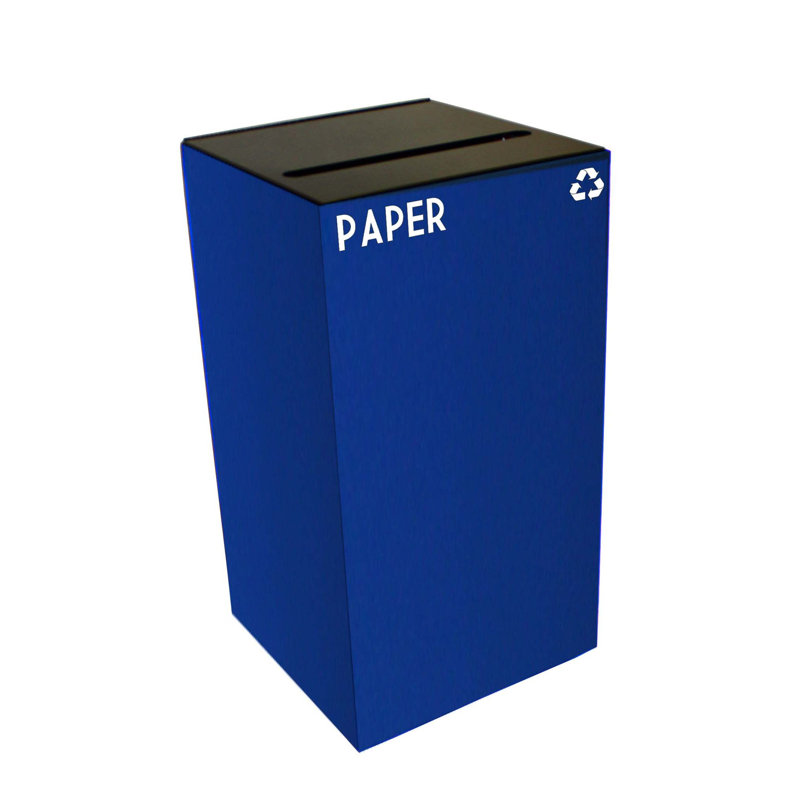 Poubelle de recyclage Geocube 24 gallons, Fente à papier, 32 gallons, Bleu