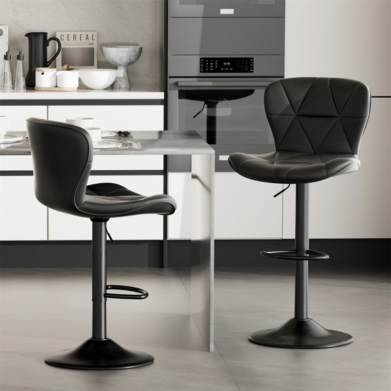 Ensemble de 2 tabourets de bar modernes, Noir