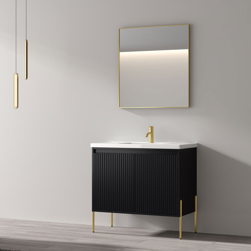Ensemble de meuble-lavabo simple 36 po, Gris anthracite