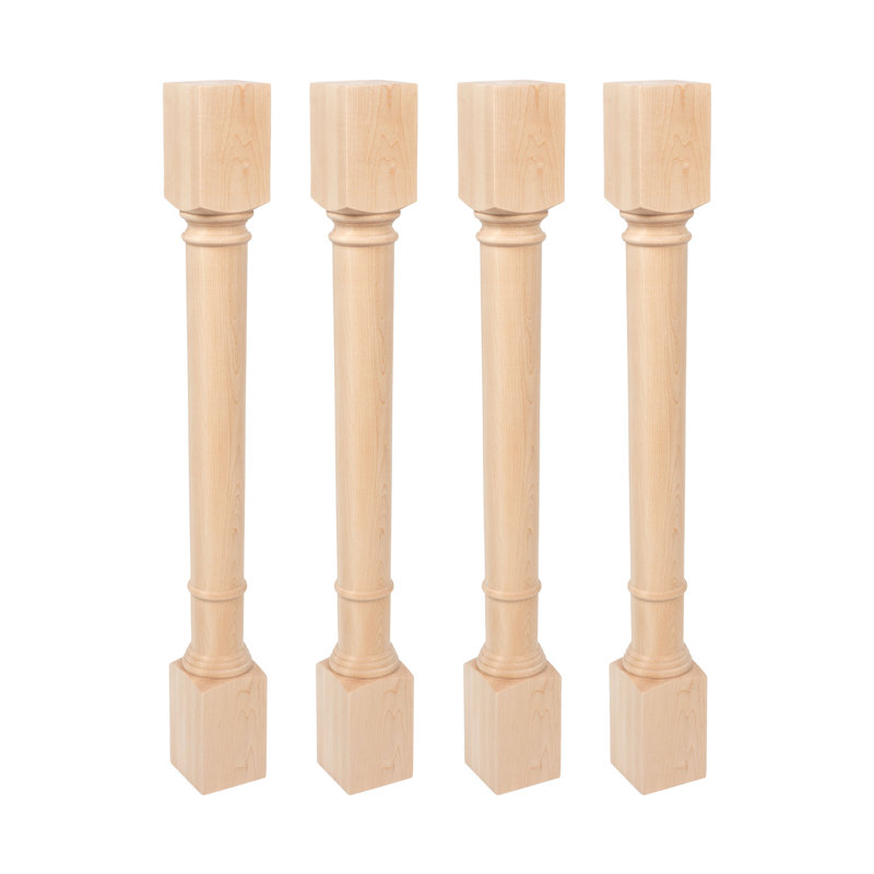 Unfinished Solid Oak Traditional Kitchen Island Legs, Set of 4