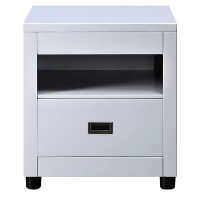Grey End Table With Dependable Drawer Assembly And Versatile Top Storage Area Rectangular In Wooden Support Useful Compartment