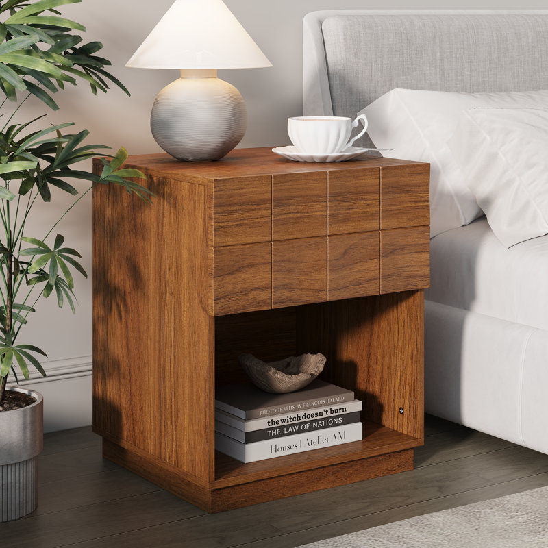 50.8cm W Particle Board Bedside Table, Brown