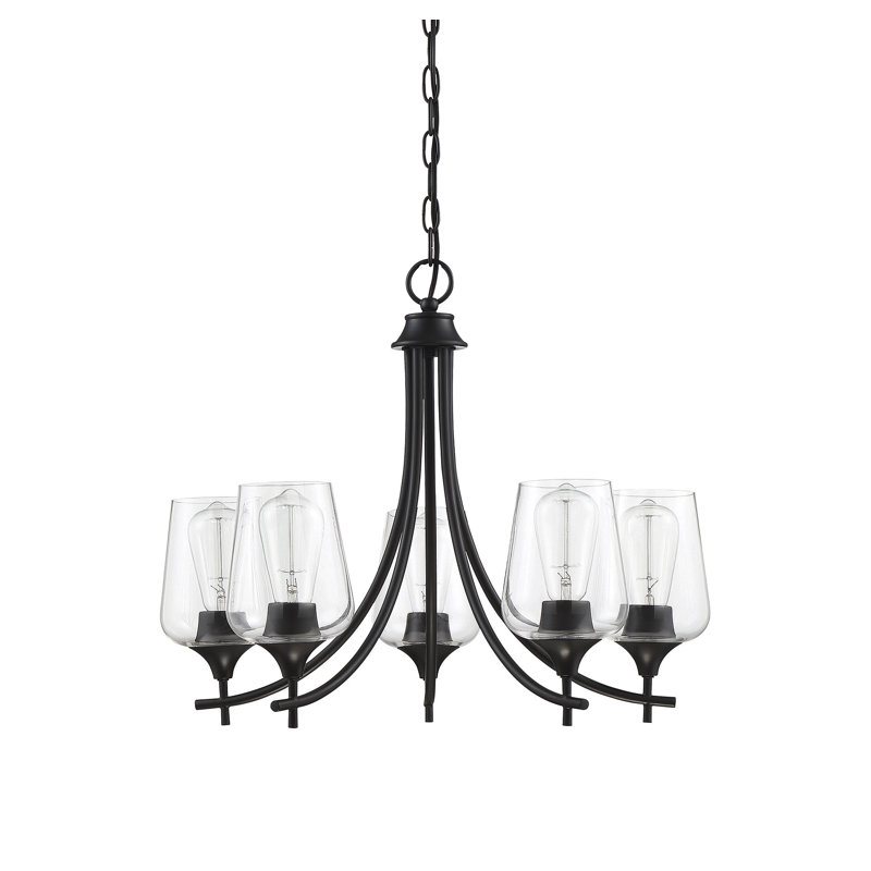 Breena 5-Light Chandelier, Noir mat, Clair