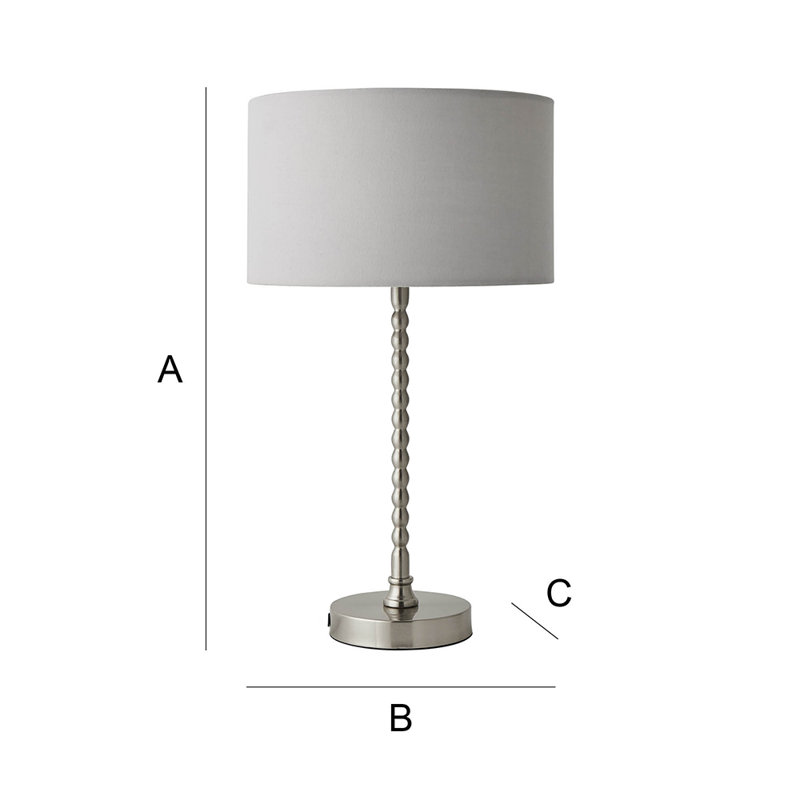 Cifuentes Black Fabric Drum Lamp Shade Matte Black Bobbin Bobble Table Lamp and Bulb, Yes, Silver, Grey