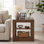 24" Solid Wood End Table With 2 Open Shelves, Modern Farmhouse Side Table/Nightstand, Rustic Accent Table For Living Room & Bedroom