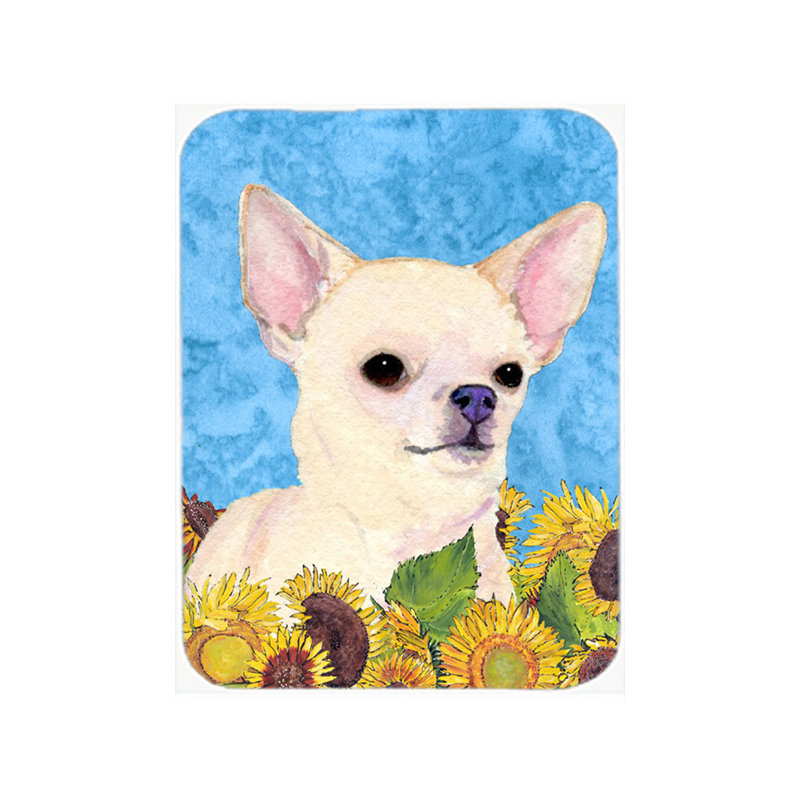 Planche à découper rectangulaire en verre Winston porter Chihuahua