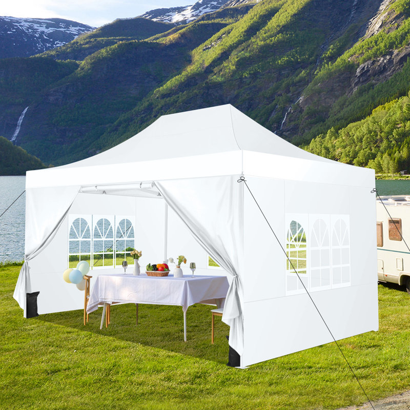 15 Ft. W x 10 Ft. D Pop up Canopy Tent for Parties, White