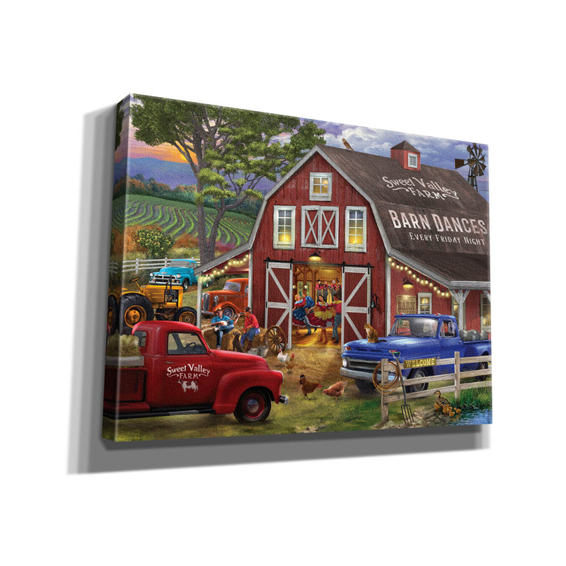 «The Barn Dance» par Bigelow, illustrations sur toile, H 40 po x l 54 po x P 1,5 po