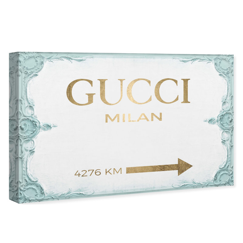 «Milan Sign Aqua», art textuel sur toile, Toile tendue, H 36 po x l 54 po