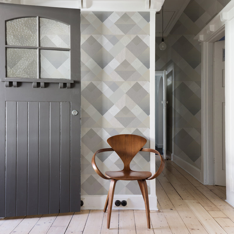 Zen Geometric Metallic Wallpaper Double Roll, Champagne