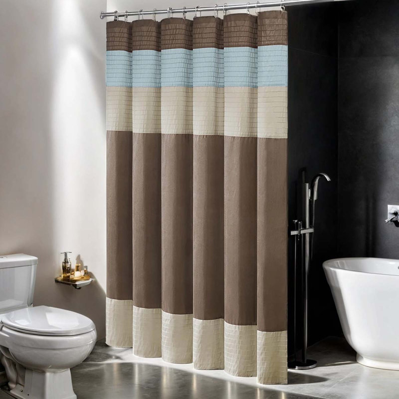Rideau de douche en soie synthétique 1pc, Bleu / brun