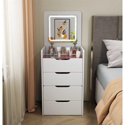 Bureau de coiffeuse 3 en 1, petit ensemble de coiffeuse avec bureau en verre visible, coiffeuse compacte avec 3 tiroirs, coiffeuse