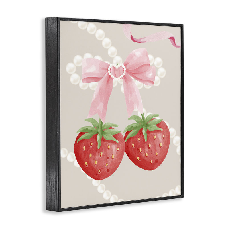Giclée féminine aux fraises encadrée, design par Jesse Keith, Giclée encadrée noir minuit, H 30 po x l 24 po