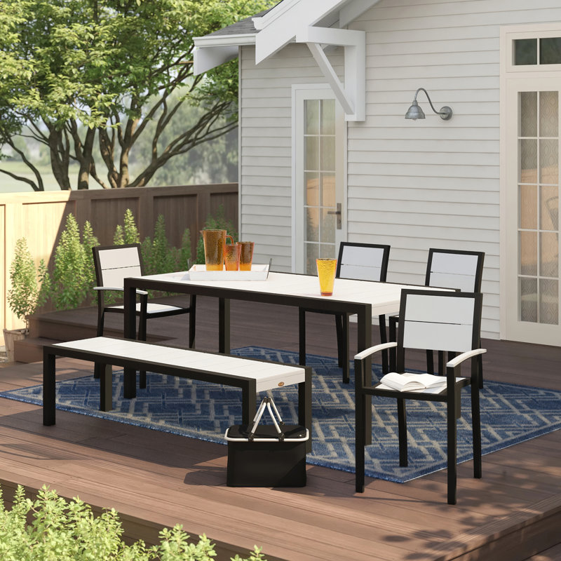 Ensemble repas 6 pièces POLYWOOD Surf City, Bronze texturé / Blanc classique