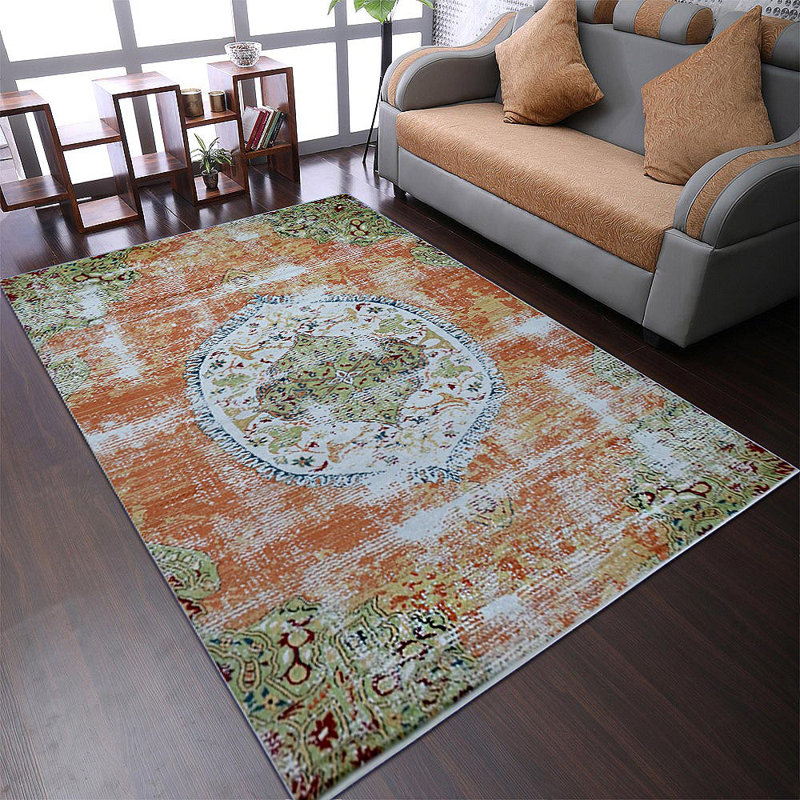 Crayton Machine Made Heatset Polypropylene Area Rugs  - Rectangle, Beige Caramel Color, Oriental Design, Low Pile Machine Made Area Rugs for Living Room, Bed Room 