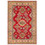 Tapis unique en laine noué à la main 6 pi 1 po x 9 pi nouvel âge en rouge foncé / jaune Odice