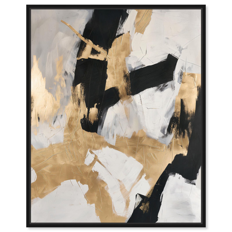 Toile «Cracked Gilt I» par Art Remedy, H 21 po x l 17 po, Cadre flottant, Noir