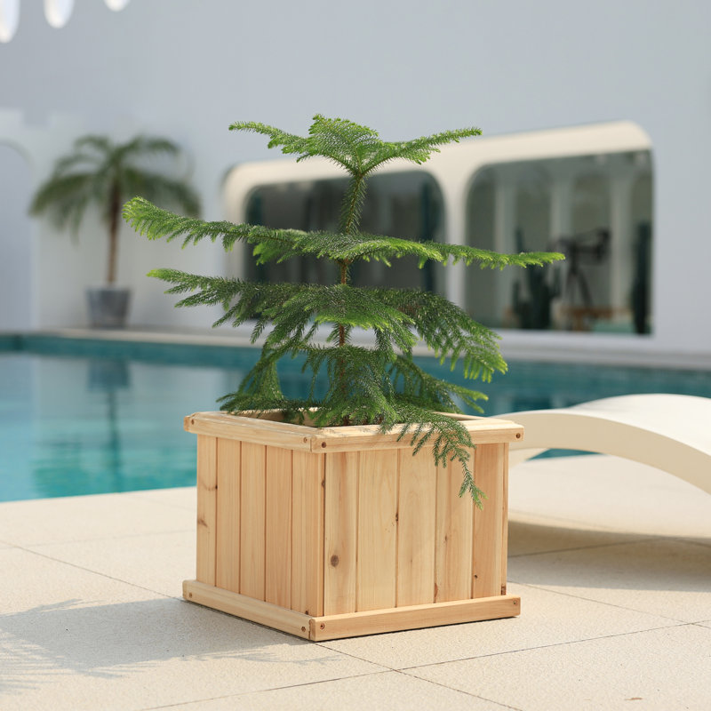 Barros Outdoor Wood Planter Box New house beauty and hope Raised Garden Bed, Beige, 30.5cm H x 38.1cm W x 38.1cm D
