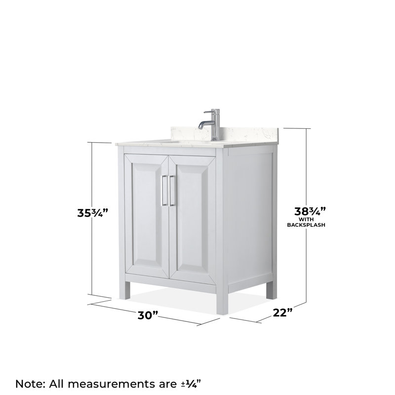 Daria 30'' W Single Vanity, White, Carrara Cultured Marble, Polished Chrome