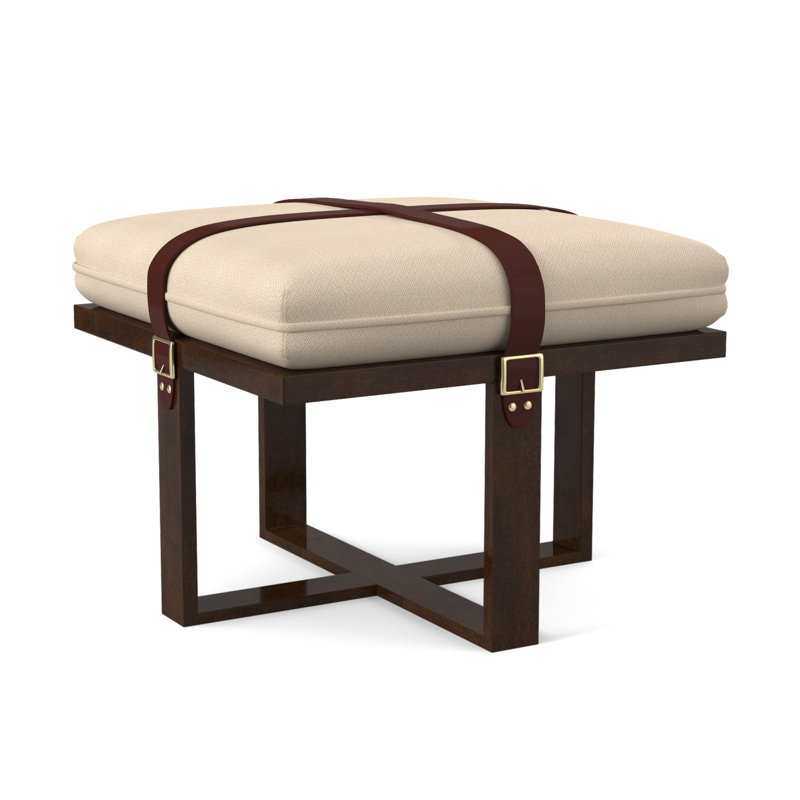 Square Ottoman, American Walnut, Filigree Ivory 100% Polyester