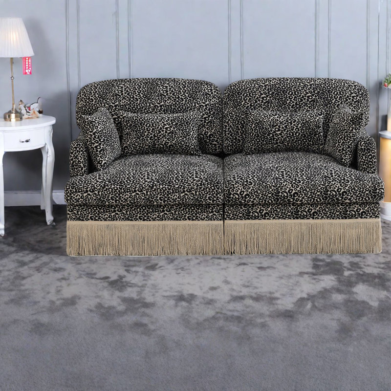 Deep Seat Sectionals, Chenille Leopard Modern Tassel Sofa For Home
