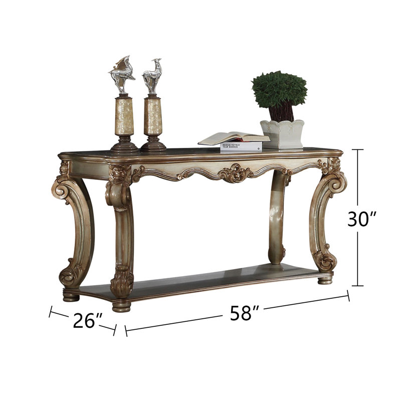 Gaenor Console Table, Gold Patina, 30" H x 58" W x 26" D