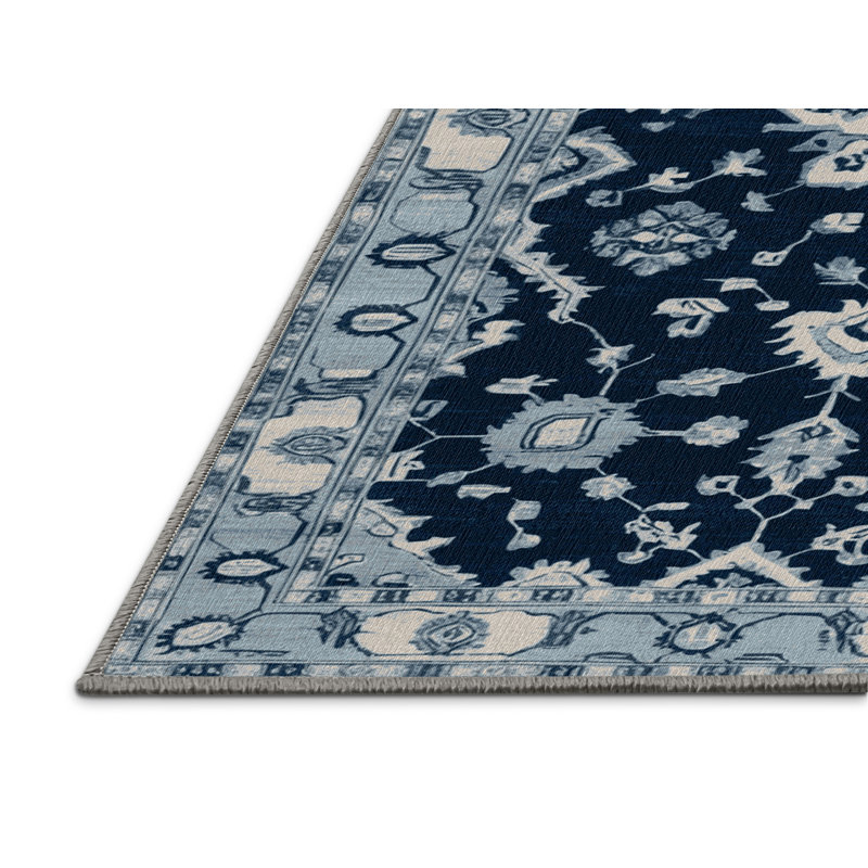Machine Washable Overdyed Gray Area Rug, Round 7'