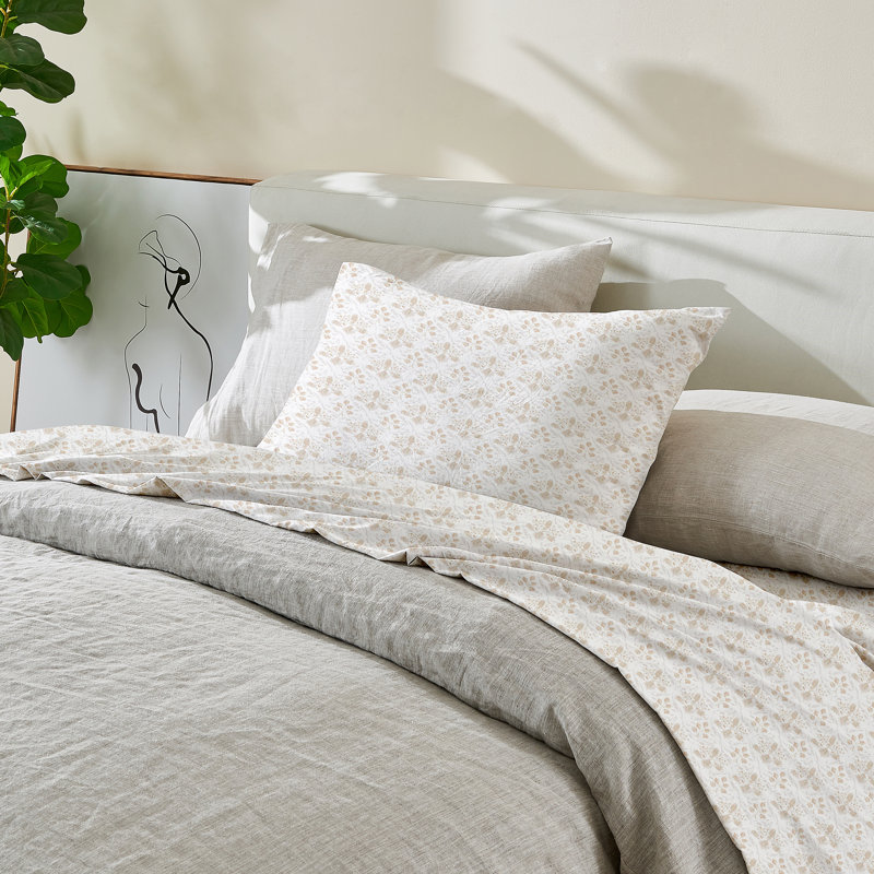 Ensemble de draps pré-lavés en microfibre - Collection Leiea, Ensemble de draps pour grand lit avec 2 taies d'or