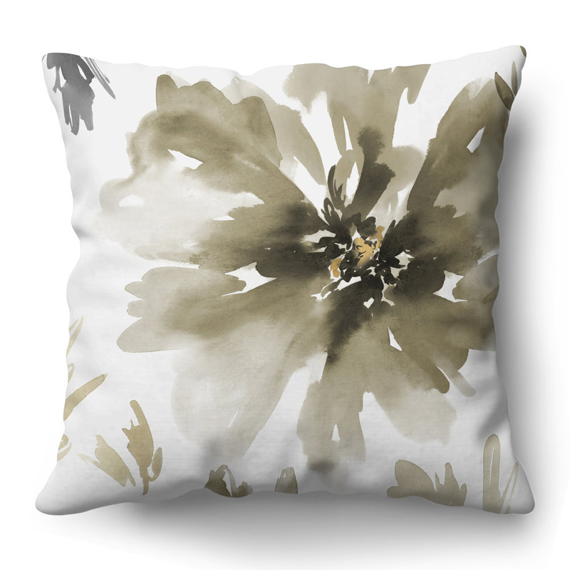 Floral Throw Pillow with Premium Polyester, Square 20"H x 20"W, Sepia