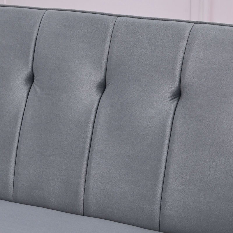 Accoudoir rond en velours 72,5 po Sritha, Velours gris velours