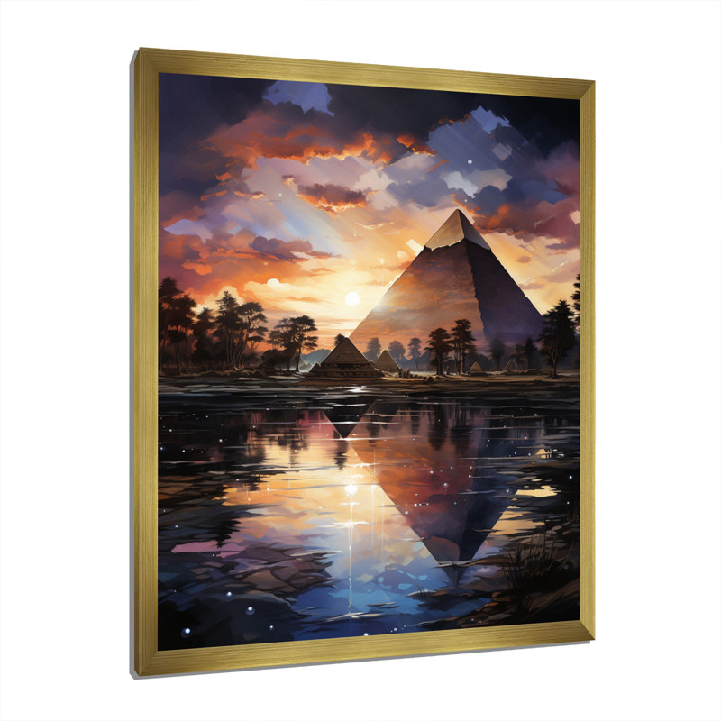 Égypte, pyramides mystiques - impression, H 40 po x l 30 po x P 1,5 po, Encadrement doré