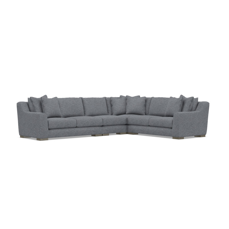 Gabi 5-Piece Fabric Sectional, Gray Polyester Blend, 35" H x  140" W x 110" D, Right Hand Facing