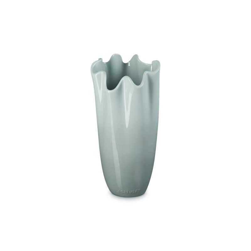 Le Creuset Stoneware Iris Vase, 12 In., Peche, Green
