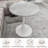 27.6" Round Marble-Effect Coffee Table with Light Gray Veined Top and White Base-766850462
