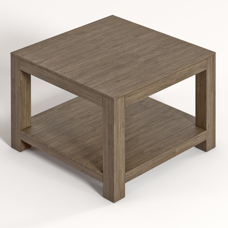 Ewalt Solid Wood Four Leg Coffee Table with Storage, Grey