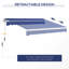 Auvent de jardin 13 pi x 8 pi - bleu foncé. Et eau. Manivelle manuelle. Cadre en aluminium. Compatibilité multi-surfaces. Réduit la chaleur. Pour cour, terrasse, balcon. Option d'installation polyvalente. Extérieur robuste