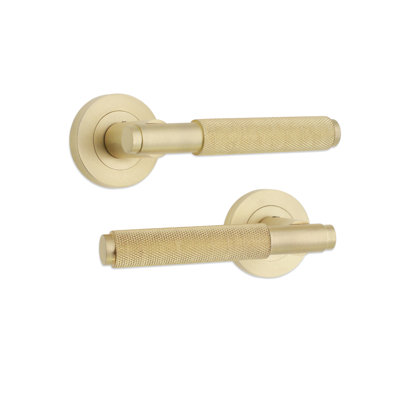 Connaught Knurled Lever on Rose Satin Brass