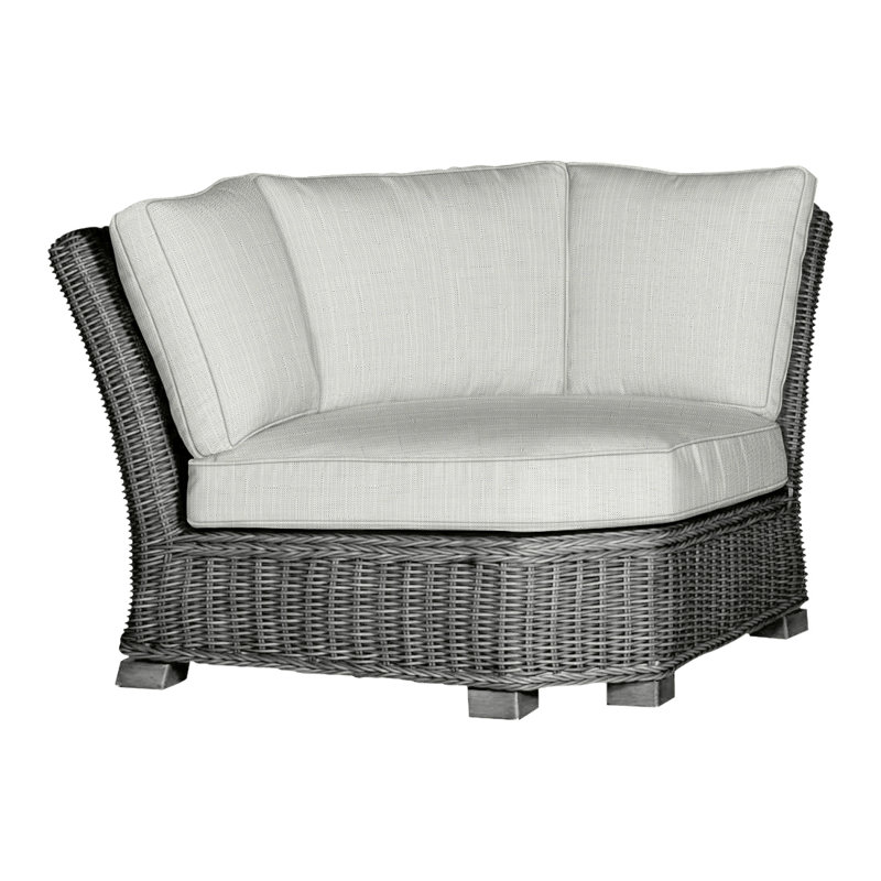 Canapé d'angle modulaire rustique tissé gris ardoise, Gris ardoise, InsideOut® Rollo ‑ lin argent, Welt