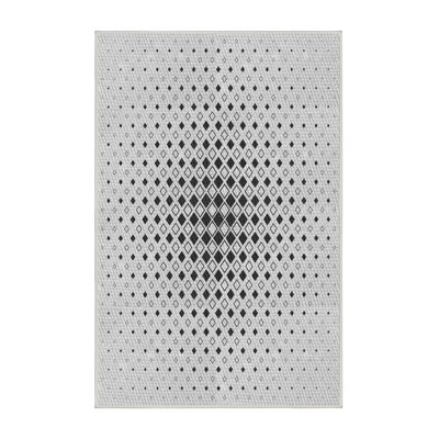 Tapis gris/zone noire à motifs