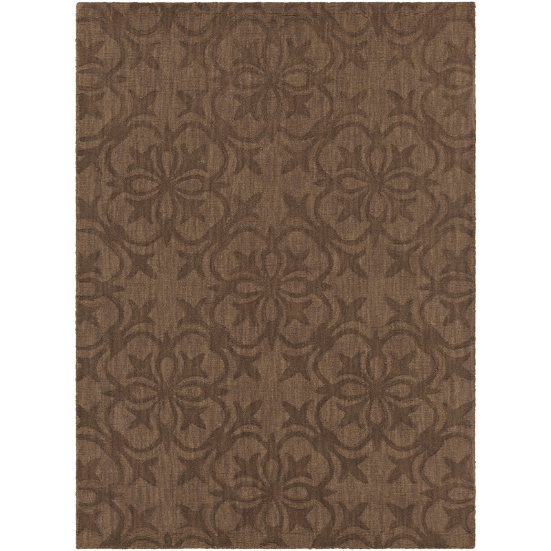Tapis brun tissé à la main Rekha, Rectangle 5 pi x 7 pi